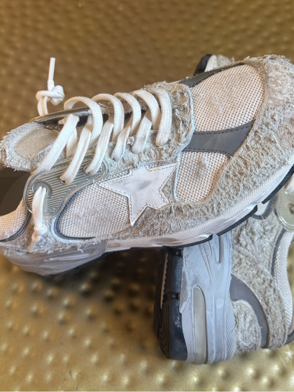Golden Goose White, Gray & Gold Star Low-Top Sneakers - Picture 5 of 7